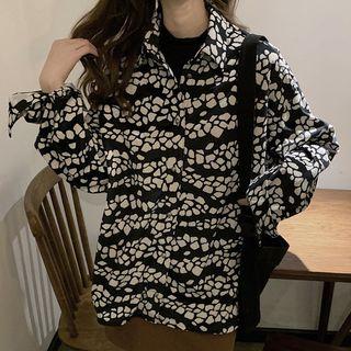 Long-sleeve Oversize Printed Shirt As Shown In Figure - One Size