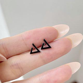 Triangle Alloy Earring 1 Pair - S925 Silver - Black - One Size