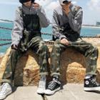 Couple Matching Camouflage Cropped Denim Jumper Pants