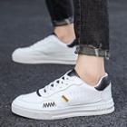 Faux Leather Embroidered Sneakers