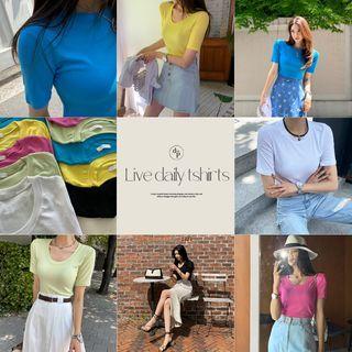 Slim-fit Plain T-shirt (2 Types)