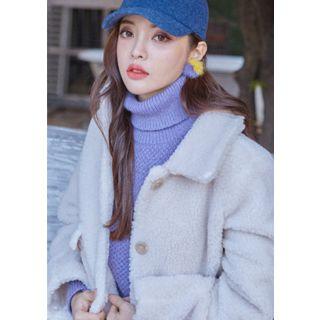 Collared Buttoned Sherpa-fleece Jacket