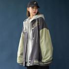 Mock Two Piece Hooded Baseball Jacket