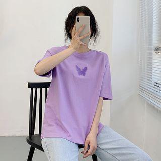 Elbow-sleeve 3d Butterfly T-shirt