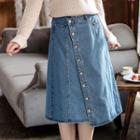 Denim Asymmetric Hem Skirt