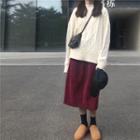 Mock-neck Sweater / Knit Midi Skirt