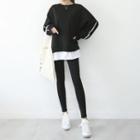 Set: Round-neck Layered Pullover + Contrast-trim Leggings