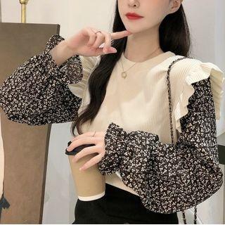 Mock Two-piece Frill Trim Sweater
