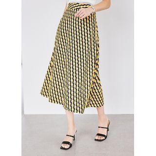 Geometric-pattern Midi A-line Skirt