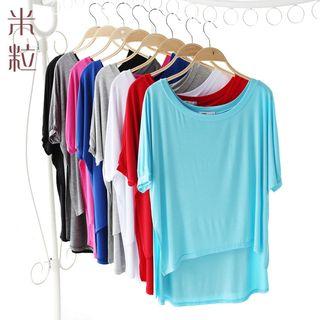 Dip Back Elbow-sleeve T-shirt