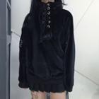 Embroidered Drawstring Pullover