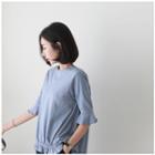 Frilled-sleeve Band-waist Top