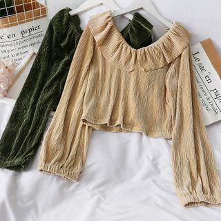 Boatneck Embossed Velvet Top