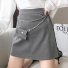Chained Mini Faux Leather Skirt