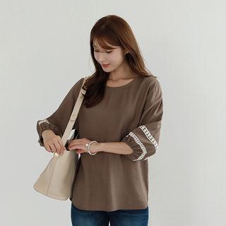 Round-neck Crochet-trim Blouse