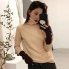 Colored Panel Turtleneck Knit Top