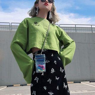 Cropped Character Sweatshirt Green - One Size