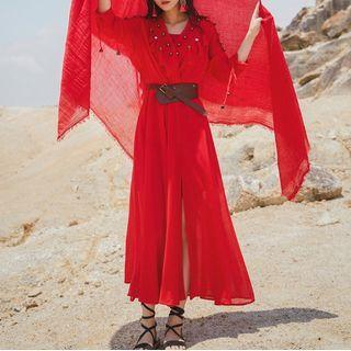 Long-sleeve Beaded Sundress