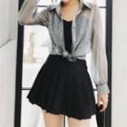 Set: Long-sleeve Shirt + Spaghetti Strap Top + Mini A-line Skirt