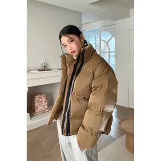 Zip-detail Glossy Padded Jacket