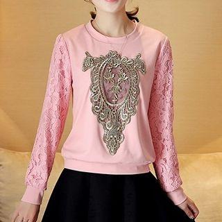 Embroidered Lace Long-sleeve Top