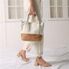 Woven-panel Canvas Tote With Shoulder Strap