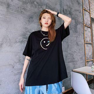 Short-sleeve Reflective Face Round Neck T-shirt