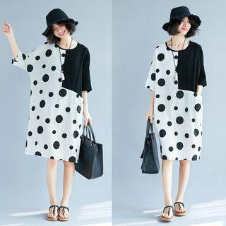 Polka Dot Short-sleeve T-shirt Dress