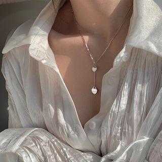 925 Sterling Silver Heart Lock Fringe Necklace
