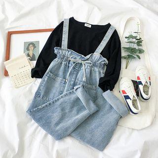 Long-sleeve T-shirt / Denim Jumper Pants