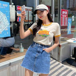 Ringer Graphic Crop T-shirt