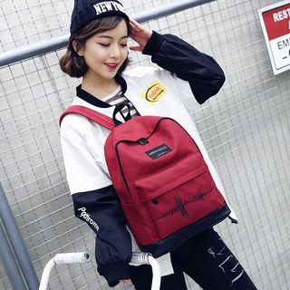Embroidered Heart Beat Canvas Backpack