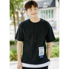 Layered-hem Patched T-shirt