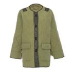 Quilted Button Pocketed Loose-fit Jacket