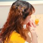 Rhinestone Bow Hair Clip Gold - One Size
