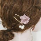Set: Faux Pearl Hair Clip + Flower Hair Clip