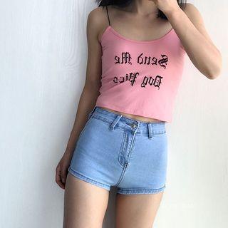 Spaghetti Strap Letter Cropped Top