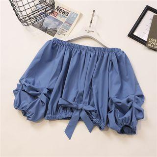 Off-shoulder Bow Cropped Blouse