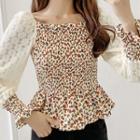 Lace Panel Floral Cropped Blouse