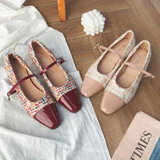 Cap-toe Tweed Chunky Heel Sandals