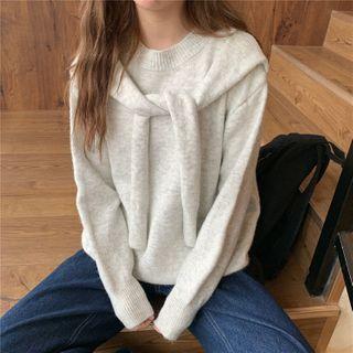 Long-sleeve Mock Two-piece Knit Sweater