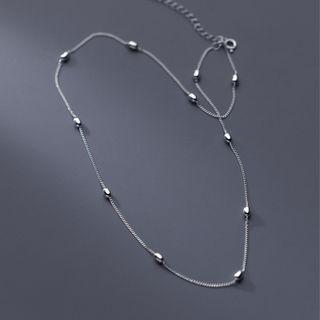 Bead Choker Necklace 1pc - Silver - One Size