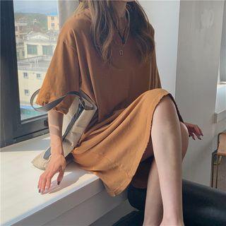 Short-sleeve Round-neck Plain T-shirt Dress