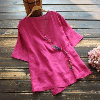 Traditional Chinese Short-sleeve Embellished Top