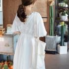 Short-sleeve Lace-trim Cotton Dress