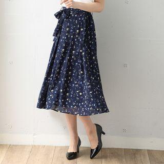 A-line Floral Print Chiffon Midi Skirt