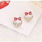 Rhinestone Bow Stud Earring 1 Pair - As Shown In Figure - One Size