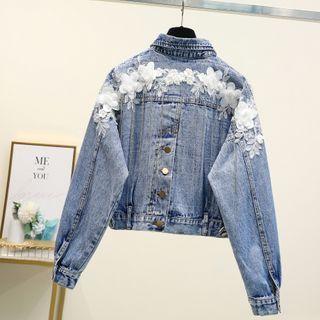 Flower-accentdenim Jacket