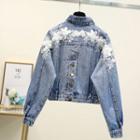 Flower-accentdenim Jacket