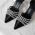 Pointy-toe Faux-pearl High-heel Pumps